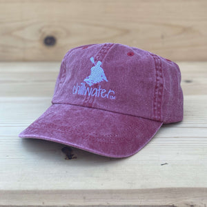 Chillwater’s classic cotton hat in washed red with white lettering and design. Your typical cotton baseball hat with the Kayak design by Chillwater.
