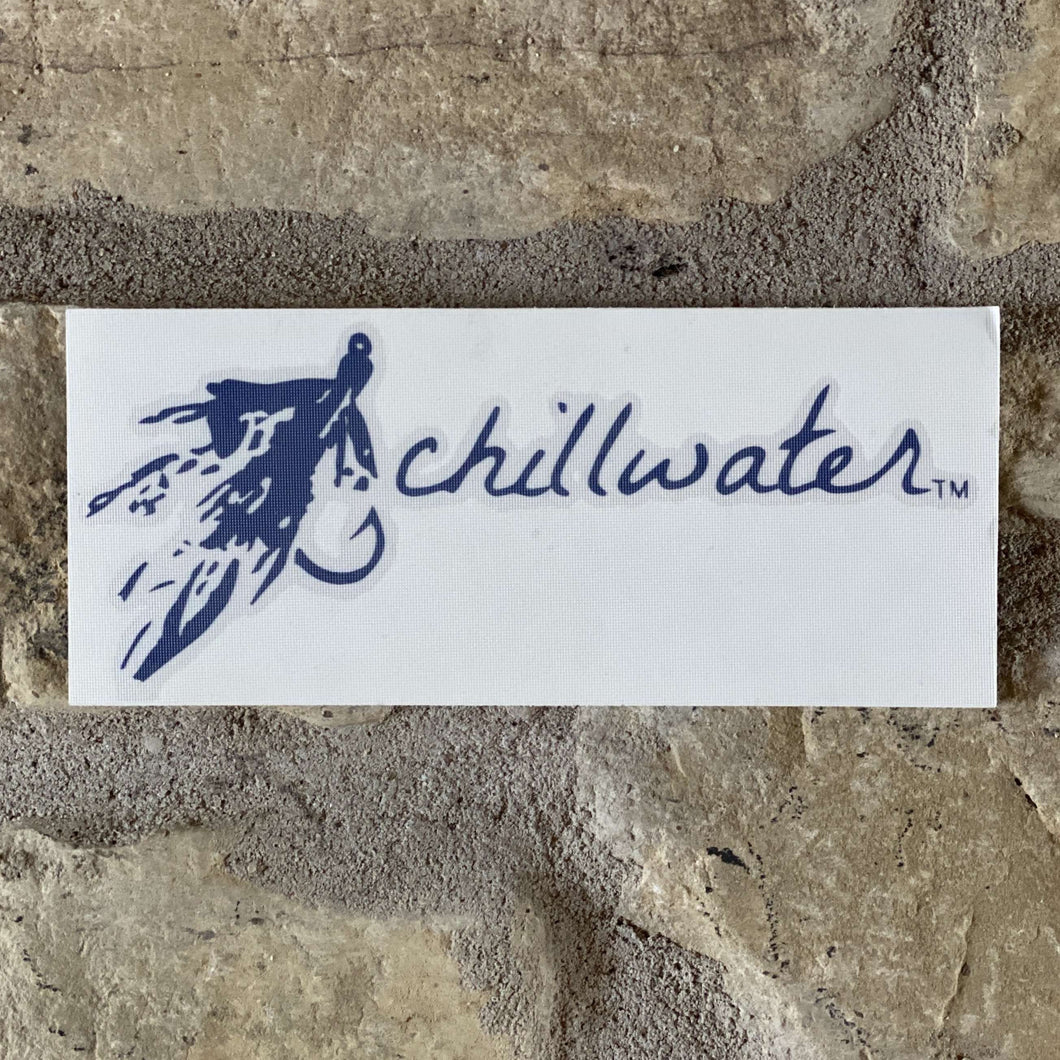 Hook and Fly design Transfer Sticker in navy lettering and navy hook and fly for a fly fisherman.