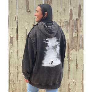 Comfort Stretch Acid Wash Hoodie Sweatshirt - Classic Kayak