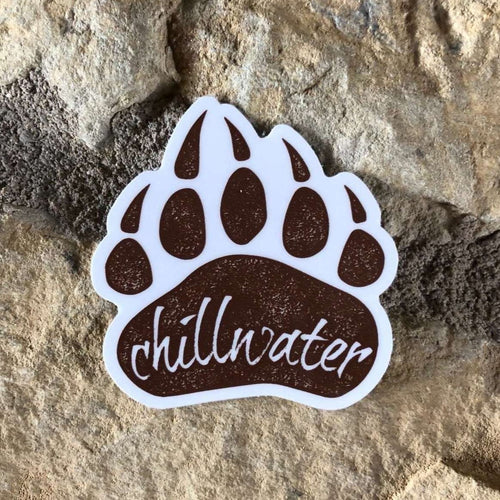 Riverside Grizzly Bear paw sticker by Chillwater Apparel